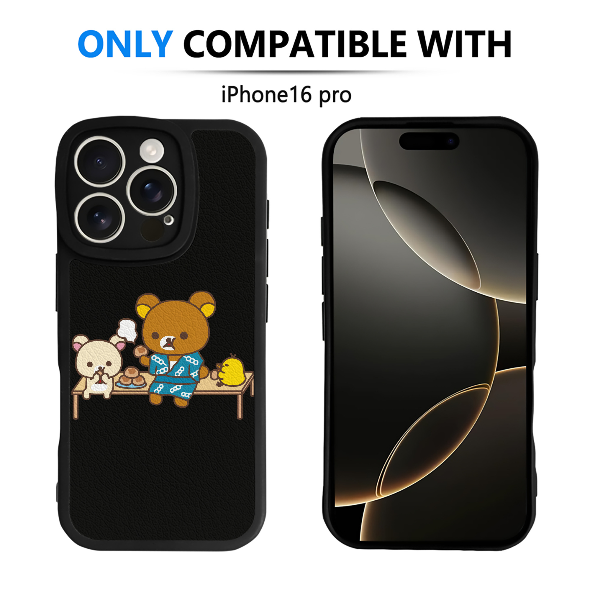 （画像用） リラックマ リラックマ キイロイトリ Rilakkuma Korilakkuma Kiiroitori 【iPhone 16シリーズ対応】シリコンスマホケース（レザー調） 材質：シリコン